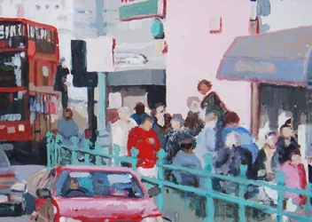 Acera abarrotada, 2007 (óleo sobre lienzo)