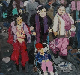Compras familiares, 2004 (óleo sobre tabla)
