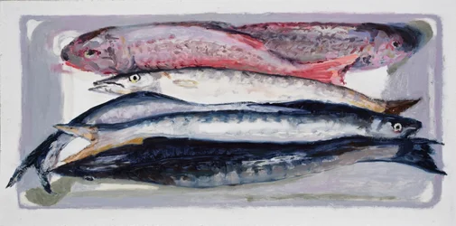 Caja de pescado 3 (Billingsgate, Londres), 2016 (óleo sobre tabla)