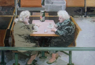 Over a cuppa, 2010 (óleo sobre tabla)