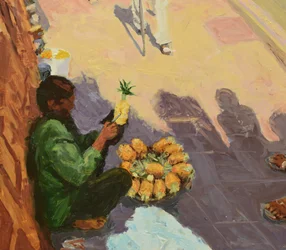 Trilogía de la piña 3 (Bombay), 2018 (óleo sobre tabla)