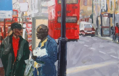 Conversación callejera, 2008 (óleo sobre tabla)
