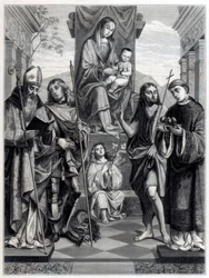 Madonna sentada en un trono rodeada de santos, c1494-1517 1870