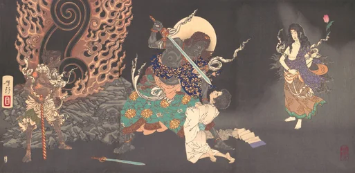 Fudo Myoo amenazando a un novicio, 1885
