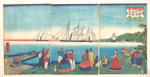 Ilustración de un gran puerto francés que comercia con muchas naciones