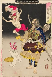 El poder militar de Tametomo ahuyenta a los demonios de la viruela, 1890
