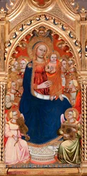 Virgen y niño rodeados de ángeles y santos (detalle)