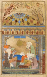 Observatorio de Nasireddin en Meraga. Nasireddin Tusi (m. 1274) y los cuatro hombres que instalaron el observatorio.
