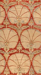 Panel de terciopelo rojo cortado con palmetas de clavel en oro y plata