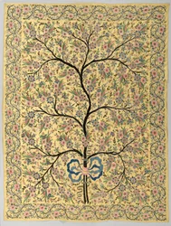 Colgante de seda con árbol de la vida bordado, 1800s