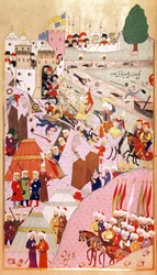 El asalto a Belgrado del sultán Mehmet II "El Conquistador" (1432-1481), de "Hunernama" (Mss Hazine. 1524)