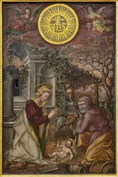 Natividad de Jesús, puerta de un copón, primera mitad del siglo XVI (óleo sobre tabla)