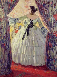 Mujer con vestido blanco