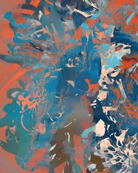 Abstracto fluido en naranja y azul