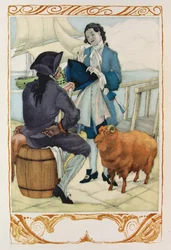 Ilustración de "Candide" de Voltaire, publicada por Gibert Jeune