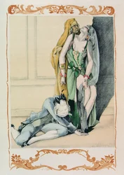 Ilustración de "Candide" de Voltaire, publicada por Gibert Jeune