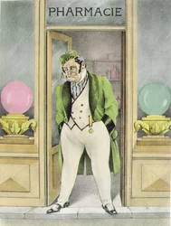 El farmacéutico Homais, ilustración para "Madame Bovary" de Gustave Flaubert (1821-80) publicada por Gibert Jeune