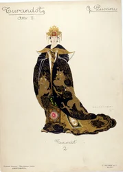 Traje para el personaje de la princesa Turandot en la ópera "" Turandot "" del compositor Giacomo Puccini (1858-1924) - 1926