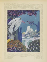 Sin embargo, el hermoso pájaro azul nunca dejó de rondar el palacio, ilustración de "Contes du Temps Jadis", o "Cuentos de tiempos pasados", p.32