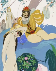 Mujer desnuda frente al Rey Pausole