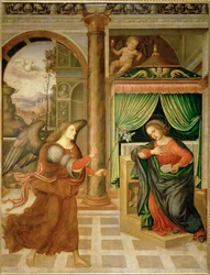 Anunciación, finales del siglo XV o principios del XVI (pintura sobre lienzo)