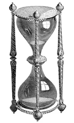 Reloj de arena del siglo XVI, grabado, siglo XIX