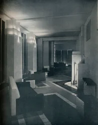 Interior de la década de 1930 con iluminación contemporánea, 1930