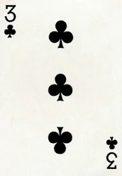 3 de tréboles de una baraja de cartas de Goodall & Son Ltd., c1940