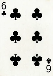 6 de tréboles de una baraja de cartas de Goodall & Son Ltd., c1940