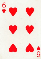 6 de corazones de una baraja de cartas de Goodall & Son Ltd., c1940