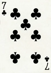 7 de Tréboles de una baraja de cartas de Goodall & Son Ltd., c. 1940