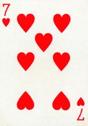 7 de Corazones de una baraja de cartas de Goodall & Son Ltd., c1940