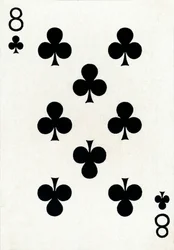 8 de tréboles de una baraja de cartas de Goodall & Son Ltd., c. 1940