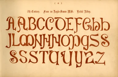Siglo IX. De un manuscrito anglosajón. Abadía de Battel, 1862