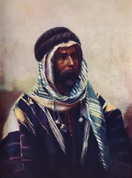 Un jeque beduino con burnous, 1902