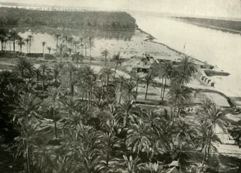 Una posición británica en el río Tigris, 1919