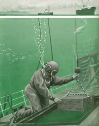 Un buzo trabajando bajo una presión enorme, 1935
