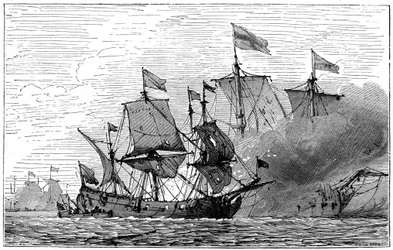 Un barco de fuego francés brulot, siglo XVIII, 1898