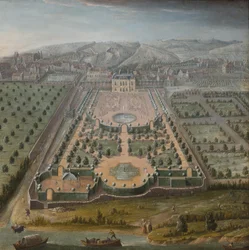 Una finca francesa, óleo sobre lienzo, 131 x 130 cm; Escuela francesa, principios del siglo XVIII