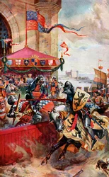 Un Torneo en el Puente de Londres, 1390, c1920
