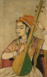 Una dama tocando el Tanpura, ca. 1735