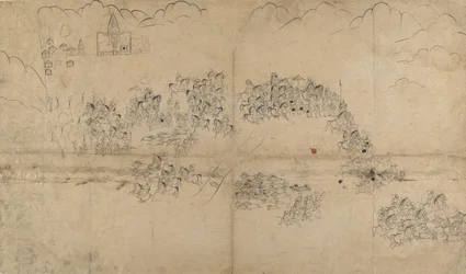 Un Maharana y su Séquito Cazando Jabalíes, principios del siglo XVIII