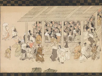 Una Reunión de Nenbutsu en Ichiya, Kioto, de la Biografía Ilustrada del Monje
