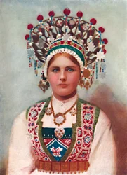 Una chica noruega con vestido de novia, 1912