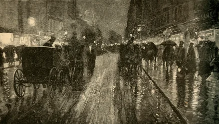 Una noche lluviosa. - Calle iluminada por electricidad, 1882