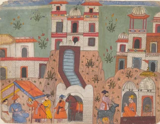 Un Raja Recibe Homenaje Fuera de la Ciudad..., de un Manuscrito Disperso, último cuarto del siglo XVII
