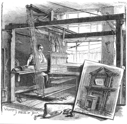 Un tejedor de seda de Spitalfields en su telar manual