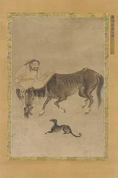 Un tártaro, un caballo flaco y un perro, dinastía Ming, 1368-1644