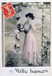 Mil besos, tarjeta postal francesa, hacia 1900
