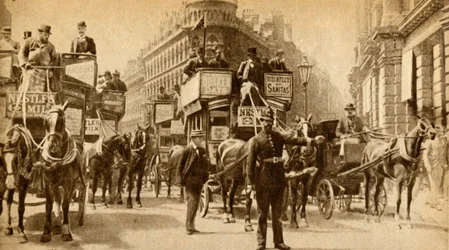Un bloqueo de tráfico en 1900 - Una escena fuera de la Mansion House